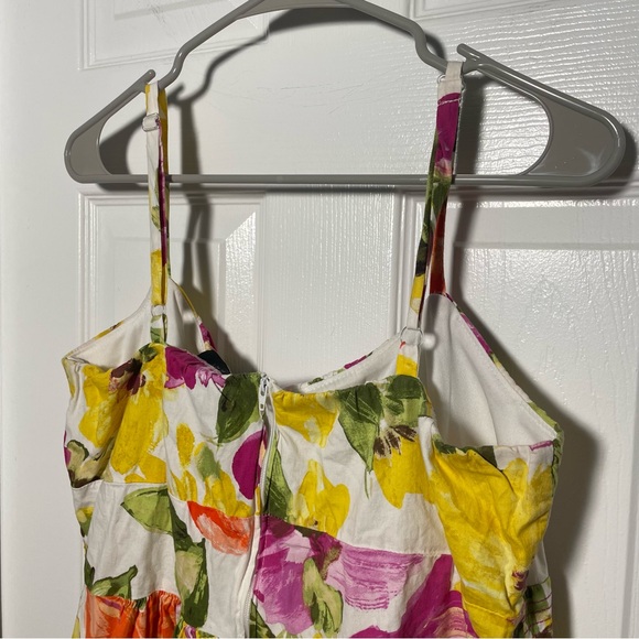 B. Smart White Colorful Floral Spaghetti Strap Dress Size 14 - Picture 6 of 6